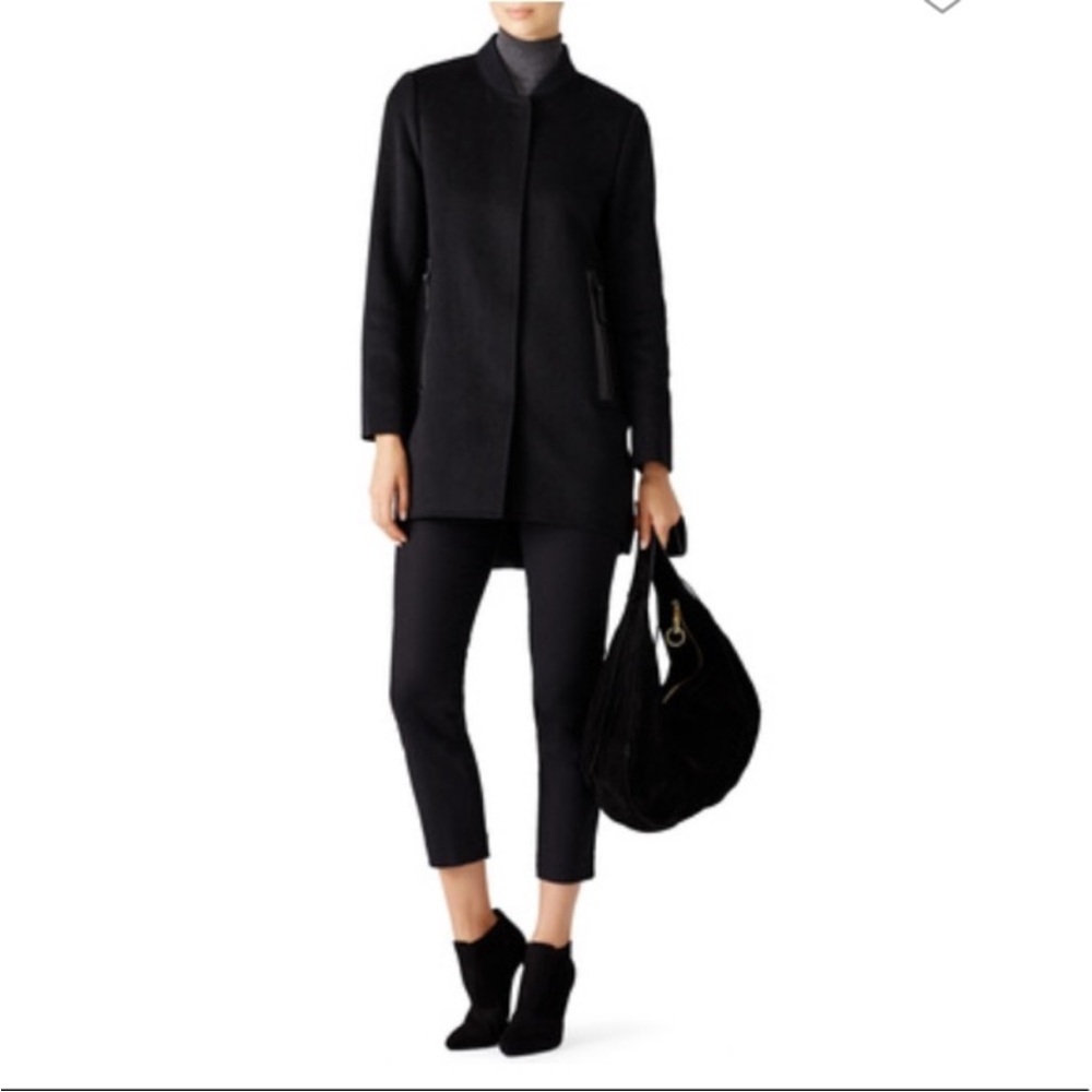 Derek Lam 10 Crosby Wool Blend Coat with Lamb Leather Trim
